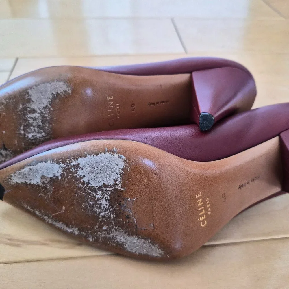 Celine Burgundy Pumps Sz 40 - Picture 7 of 10